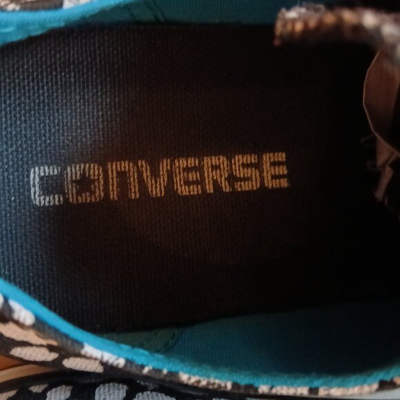 CONVERSE All-Stars Black & White (with turquoise trim) Artistic Sneakers - Picture 14 of 14
